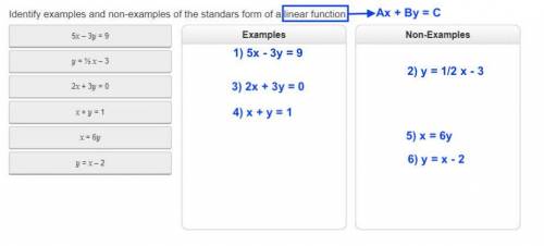 Identify examples and non examples of the standard form of a linear expression