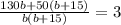 \frac{130b+50(b+15)}{b(b+15)}=3