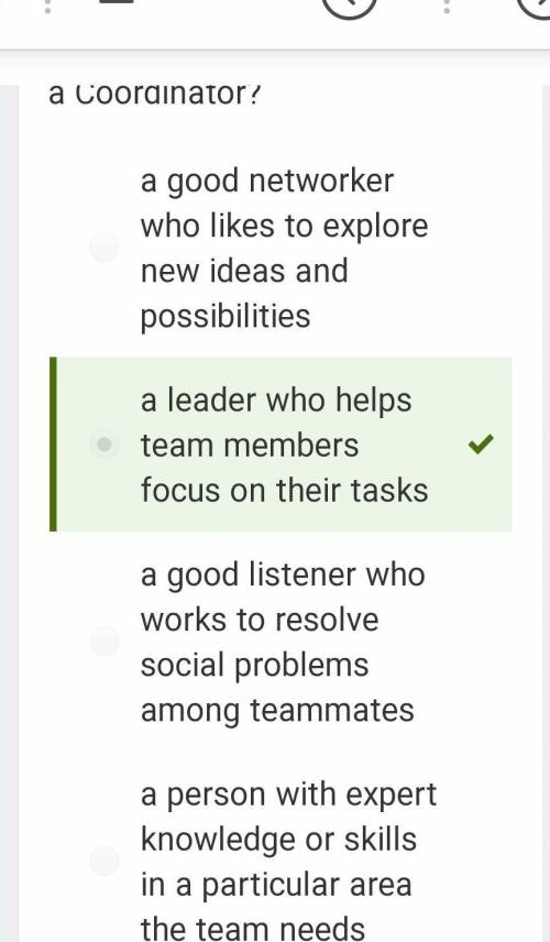 In a Team environment, a Coordinator is?
 

A person with expert knowledge or skills in a particular