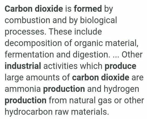 . State the process that occurs in the factories, and in anything that burns that produces carbon di