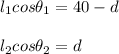 l_1cos\theta_1=40-d\\\\l_2cos\theta_2=d\\\\