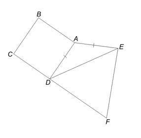 ABCD is a square Triangle DEF is equilateral Triangle ADE is isosceles AD= AE CDF is a straight line