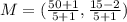 M = (\frac{50+ 1}{5+1},\frac{15-2}{5+1})