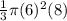 \frac{1}{3}\pi (6)^{2}(8)