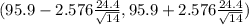 (95.9 - 2.576\frac{24.4}{\sqrt{14} } , 95.9+2.576\frac{24.4}{\sqrt{14} })