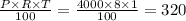 \frac{P \times R \times T}{100}=\frac{4000 \times 8 \times 1}{100}=320