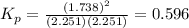 K_{p} =\frac{(1.738)^2}{(2.251)(2.251)} =0.596