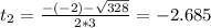 t_{2} = \frac{-(-2) - \sqrt{328}}{2*3} = -2.685