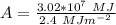 A = \frac{3.02*10^{7} \ MJ}{2.4 \ MJ m^{-2}}