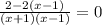 \frac{2 - 2(x - 1)}{(x + 1)(x - 1)}  = 0