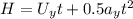H = U_{y} t + 0.5a_{y} t^{2}
