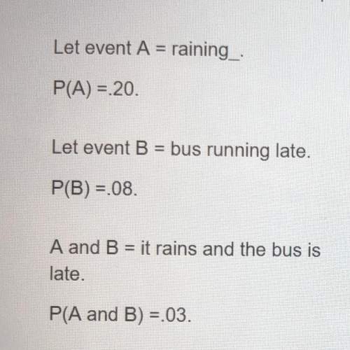 4. use the probabilities from question 3 to decide whether the rain and the bus running late a