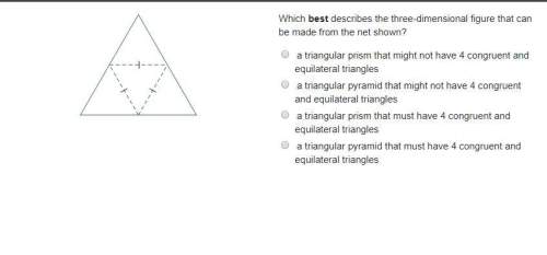 Which best describes the three-dimensional figure that can be made from the net shown? &lt;