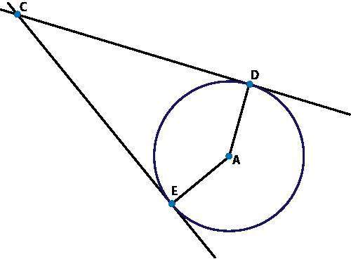 Lines cd and ce are tangent to circle a. if m∠dae = 130°, what is the measure of ∠dce?