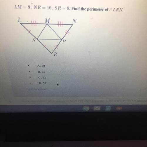 Lm = 9, nr = 16, sr = 8. find the perimeter of triangle lrn.