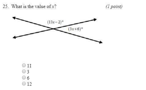 The question is timed! what is the value of x? (13x-2) (3x+6)