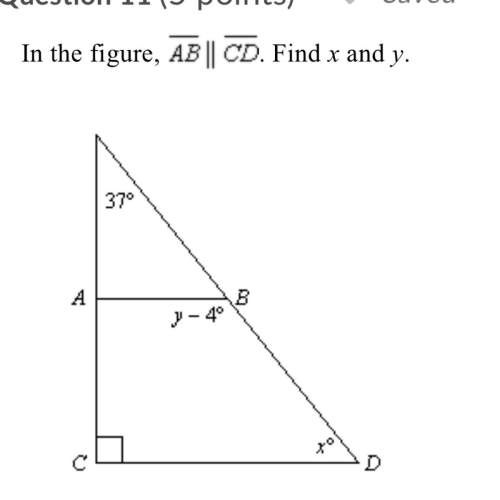 In the figure, ab || cd. find x and y. a) x=33, y=131 b) x= 53, y= 131