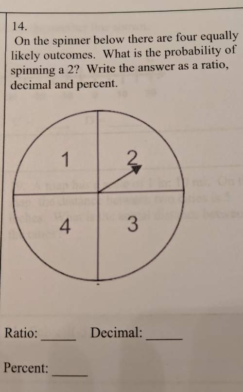 On the spinner below there are four equally likely outcomes. what is the probability of spinning a 2
