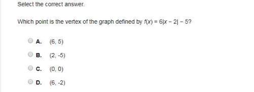 Select the correct answer. which point is the vertex of the graph defined by f(x) = 6|x − 2| −