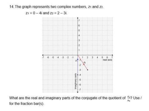 The graph represents two complex numbers, z1 and z2.  z1 = 0 – 4i and z2 = 2 – 3i. what