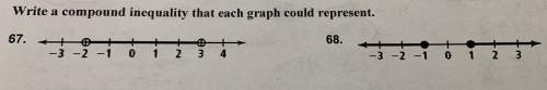 Write a compound inequality that each graph could represent for the following questions.