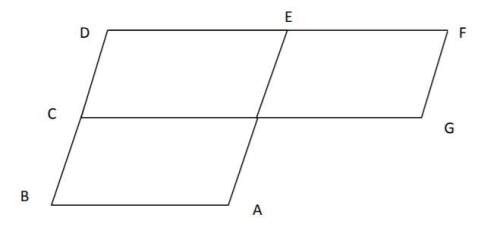 Write a two-column proof. given: abde and cdfg are parallelograms prove: ∠