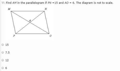 Find am in the parallelogram if pn =15 and ao = 6. the diagram is not to scale.