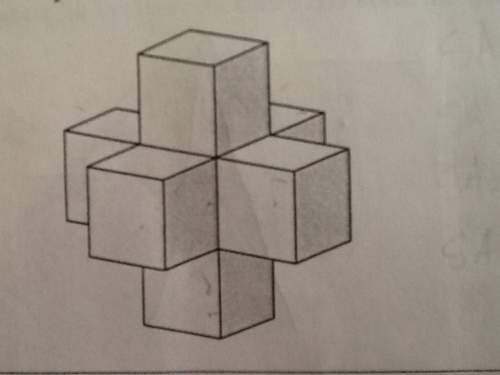 The following 3-d object is composed of identical cubes. the volume of the 3-d object is 56cm cubed.