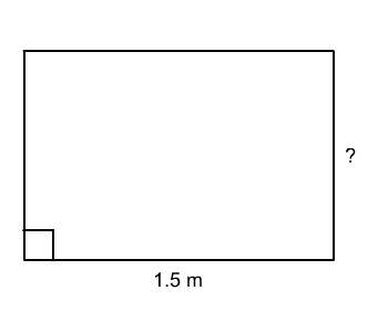 Find the unknown side length for the rectangle. area = 1.5 m2