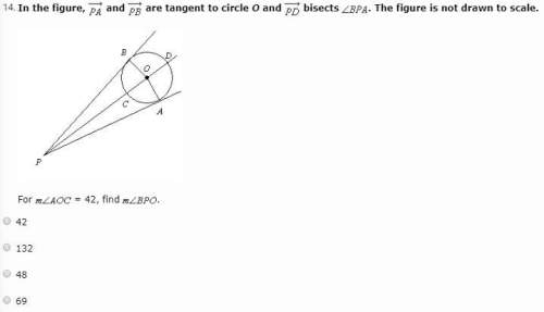 In the figure, pa and pb are tangent to circle o and pd bisects bpa. the figure is not drawn to scal