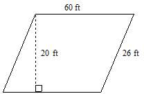 Find the area of the parallelogram. a) 600 ft squared b) 1,600 ft squared c)