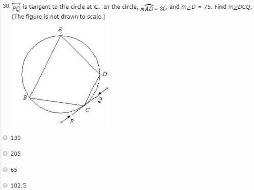 Pq is tangent to the circle at c. in the circle, m (the figure is not drawn to scale.)