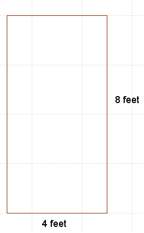 Awindow is 4 feet wide and 8 feet tall.  a rectangle is shown. the length of the rectang