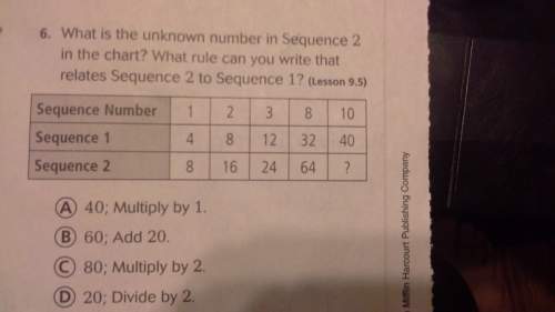 What is the unknown number in sequence 2 in the chart? what rule can you write that relates sequenc