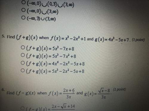 Find (f+g)(x) when f(x)=x^3-2x^2+1 and g(x)=4x^3-5x+7