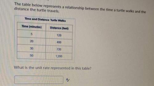 The table below represents a relationship between the time a turtle walks and thedistance the