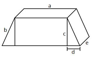 Two same-sized triangular prisms are attached to a rectangular prism as shown below.