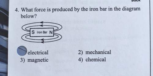 4. what force is produced by the iron bar in the diagram below? s iron bar n 2) mechanical electric