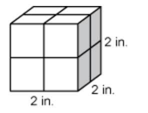 What is the volume of the cube?  a. 6 cubic inches b. 8 cubic inches
