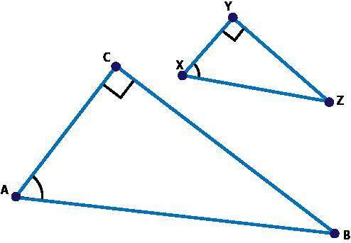 Riangle xyz was dilated by a scale factor of 2 to create triangle acb and cos ∠x = 2 and 5 tenths ov