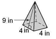 Find the surface area of the figure below.  a. 200 in2 b. 88 in2 c. 42.5 in2