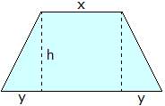 If x = 8 units, y = 3 units, and h = 10 units, find the area of the trapezoid shown above using deco