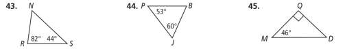 List the sides of each triangle in order from shortest to longest {pictures are attached below