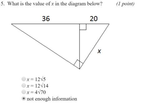 What is the value of x in the diagram below? a. x = 12sqrt5b. x = 12sqrt14c. x = 4