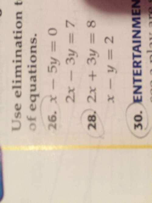 Use elimination to solve  x-5y=0 2x-3y=7