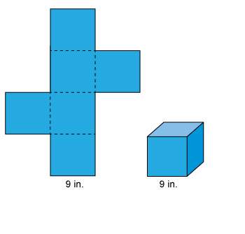 Acube and the net for the cube are shown.  what is the surface area of this cube?