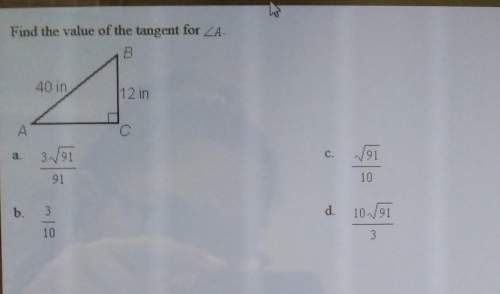 Find the value of the tangent for angle a.