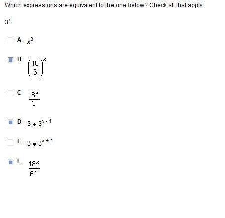 Which expressions are equivalent to the one below? check all that apply.  3^x