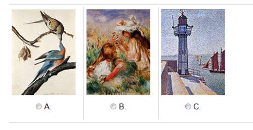 Which artwork shows the use of small brushstrokes to softly blur objects?