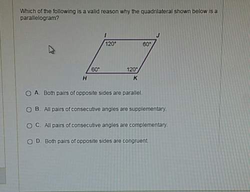 Answer this i suck at math which of the following is a valid reason why the quadrilatera